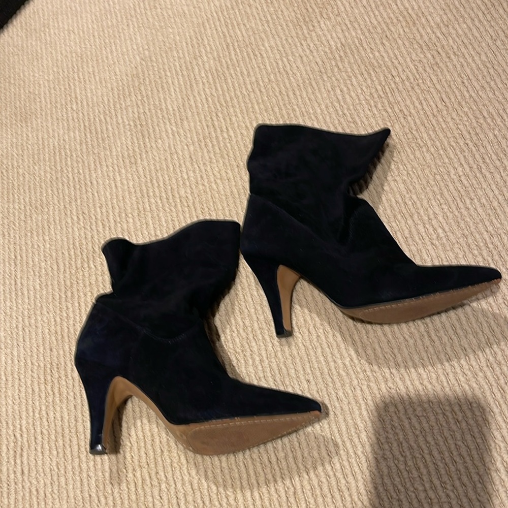 Vince Camuto slouchy black suede pointy toe boots